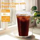 Turbo Bee 20 OZ 200 Sets Clear Plastic Cups with Strawless Sip Lids, To Go Crystal Clear Disposable Plastic Cups with Lids for Iced Coffee, Smoothies, Soda, Lemonade, Cold Beverage