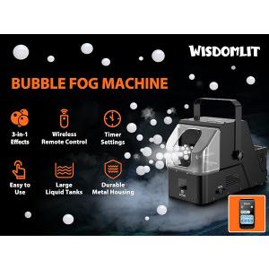 Wisdomlit Fog Machine, 3-in-1 Bubble Fog Machine, 450W Bubble Fogger with Remote Control, Colorful Bubbles | Fog Bubbles | Continuous Fog for Stage DJ Wedding Halloween Party