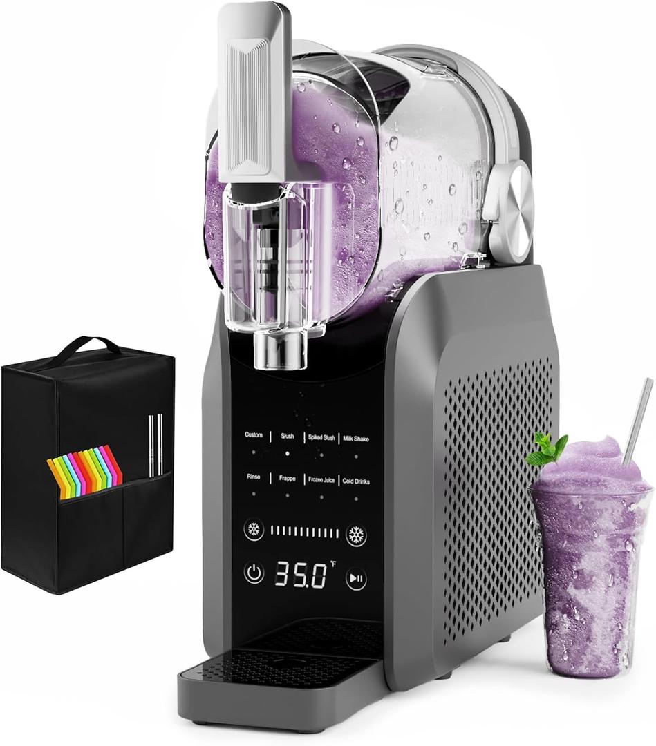 Slushie Machine, No Ice Needed, 88 oz Slushie Machine for Home with Dust Cover, Professional Frozen Drink Maker, 7 Preset Programs+Rinse, Frozen Margaritas, Frapps, Milkshake, and More