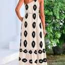 PRETTYGARDEN Women's 2026 Summer One Shoulder Maxi Dress Printed Flowy Boho Long Sundresses Spring Beach Vacation Clothes (Medium, Beige Black Floral)