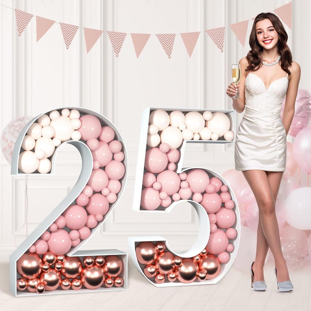 imprsv 3FT Mosaic Numbers for Balloons 25th Birthday Decorations Mosaic Number Frame 25 Large Numbers for Party Number Balloon Anniversary Decor