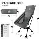 Peak Outdoors Backpacking Chair Lightweight Camping Chair – High Back Ultralight Folding Camp Chair with Storage Bag, Compact Portable Tall Hiking Chair and Beach Chair, Gray 