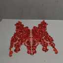 Handmade Rhinestones Lace Appliques Sew on Glass Beads Bodice Trim Patches Accessory for Dress Clothes (Red)