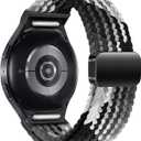 Nylon Bands for Samsung Galaxy Watch 7 6 5 4 FE 40mm 44mm/6 Classic 43mm 47mm/4 Classic 42mm 46mm/5 Pro 45mm,One Click Attachment,No Gap Magnetic Fabric Braided Strap for Galaxy Watch Band Women Men (20mm, Chocolate)