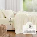 Love's cabin Seersucker Ivory King Size Comforter Set, 7-Piece All Season Lightweight Bed in a Bag Bedding Set with Comforter, Flat Sheet, Fitted Sheet, Pillowcases and Shams