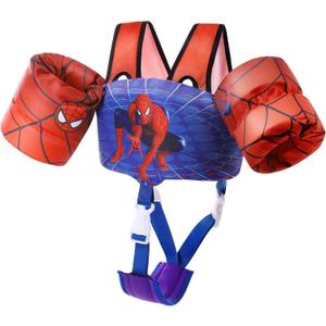 Toddler Swim Vest Kids Floaties for Pool, Kids Swim Vest with Arm Floaties Adjustable Crotch Strap, Fits 2-7 Years Old Boys and Girls 22-66 Pounds Children