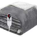 Electric Heated Blanket Full Size 72"x84", Soft Flannel with Overheat Protection, 9 Adjustable Heat Settings & 10-Hour Auto-Off Timer, Fast Heating for Winter Comfort, Light Gray
