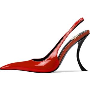 Stiletto High Heel Slingbacks for Women Patent Leather Closed Pointed Toe Pumps Slip on Elastic Strap Heeled Sandals Sexy Fashion Party Dressy Shoes, 10