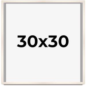 30x30 Frame White Wheat Solid Wood Picture Frame | Moulding Width 0.75 Inches | Interior Depth 0.5 Inches | Light Wood Traditional Photo Frame Complete with UV Acrylic, Foam Backing & Hanging Hardware