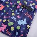 Easter Scrub Tops Women Stretchy Vneck Short Sleeve Cute Bunny and Eggs Printed Nurse Working Uniforms with 2 Pockets (Blue, M)