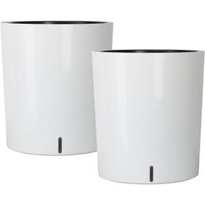 SAROSORA Large Round Self Watering Planter Pot 12.5'' 2-Pack for Home Garden Patio Tall Tree(White 2-Pack)