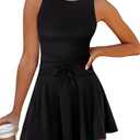 Caracilia Women's Tennis Mini Dresses 2025 Summer Sleeveless Built in Shorts Golf Athletic One Piece Active Romper Dress (Black, Medium)