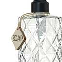 JASAI Diamond Design 12 Oz Glass Soap Dispenser with Black Pump, Hand soap Dispenser with 304 Rust Proof Stainless Steel Pump, Bathroom Soap Dispenser for Hand Soap, Soap, Lotion(Black)