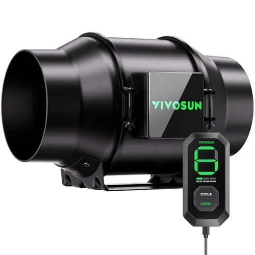 VIVOSUN G6 6" Inline Duct Fan & 3 Cycle Modes E12 Speed Controller, AeroZesh Grow Tent Kit Ventilation Fan with 388 CFM EC Motor, Programmable Exhaust Fan for Heating Cooling Booster, Hydroponics
