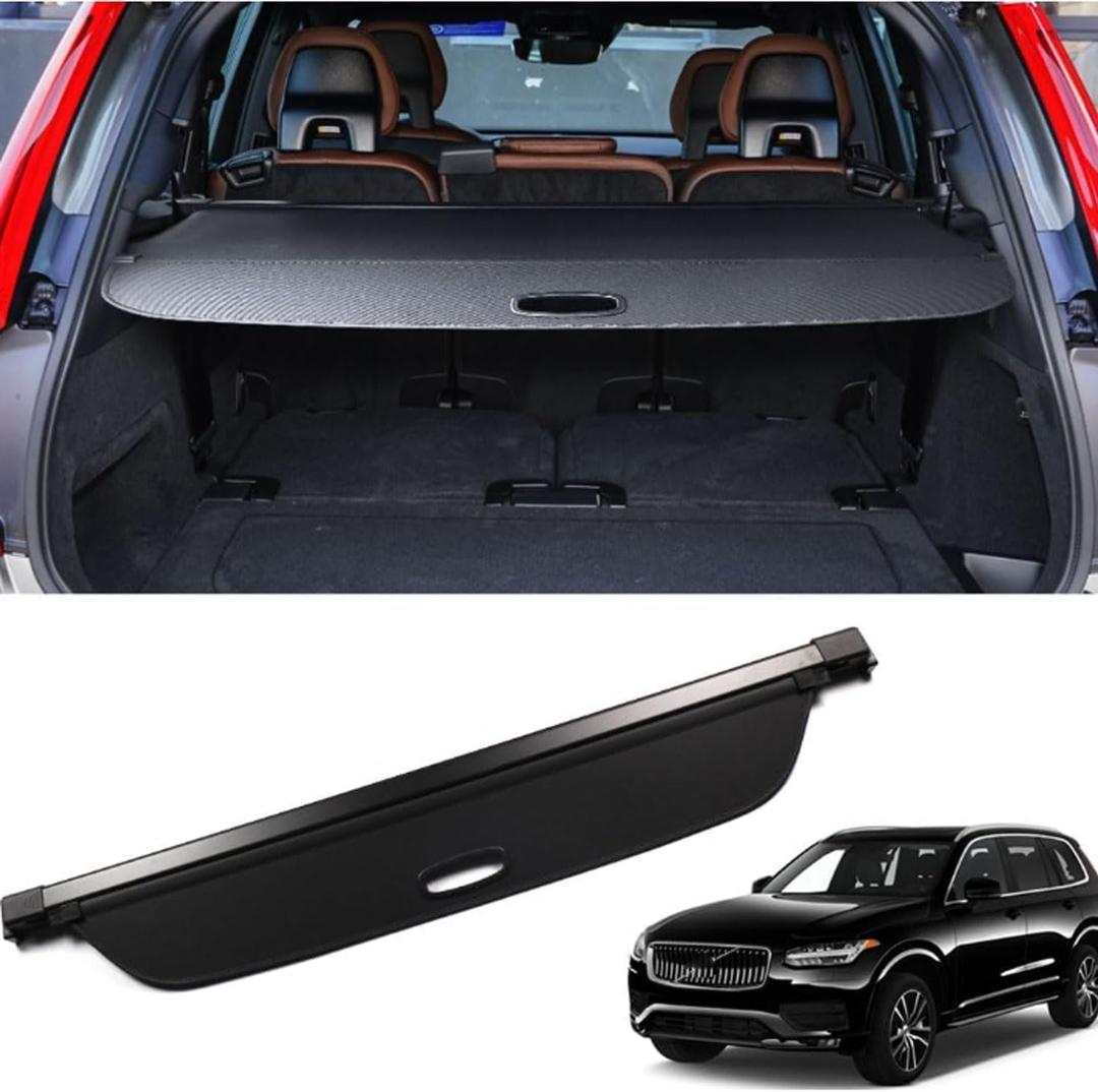 Marretoo for Volvo XC90 Cargo Cover 2024 2025 2016 2017 2018 2019 2020 2021 2022 2023 for Volvo XC90 Accessories Black Retractable Trunk Cover Security Shield Shade