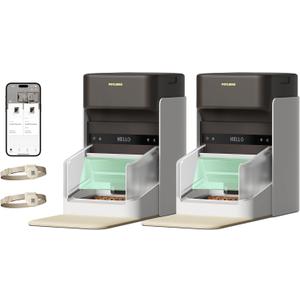 PETLIBRO RFID Automatic Cat Feeders - 2 Cat Wi-Fi Feeders, 3L Auto Dispensers with Light Collar Tag, 1-10 Meals (Black)