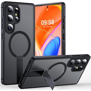 TOCOL Magnetic for Samsung Galaxy S25 Ultra Case, Kickstand with Upgraded Full Camera Protection, Compatible with Magsafe, Drop Protection Slime Cover for Samsung Galaxy S25 Ultra 6.9-Inch (Black)