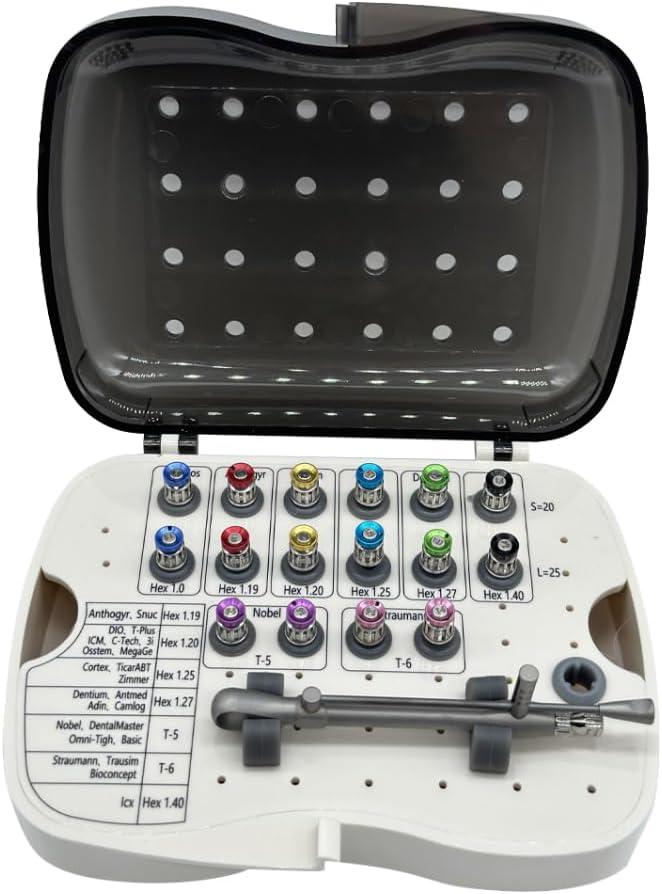 Fencia Universal Dental Implant Torque Wrench Ratchet,10-70NCM Ratchet Drivers Dental Implant Repair Tool Kit, 16pcs Prosthetic Driver Kit Torque Wrench System