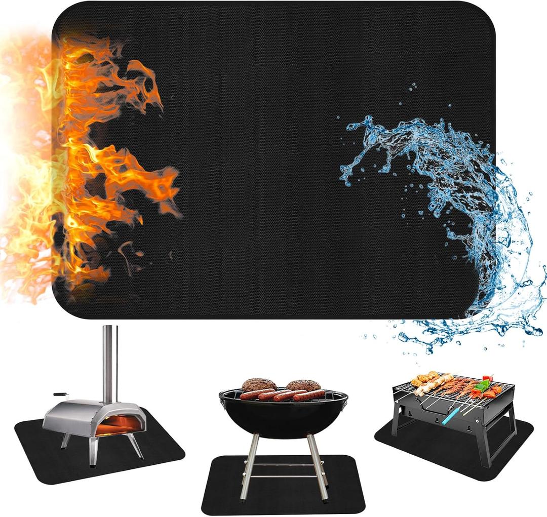 2431 inches Heat Resistant Grill Mats for Countertop & Table, Fireproof Mats for Outdoor Grill, Portable Charcoal Grill, Gas Grill, Pizza Oven Compatible with Blackstone, Ninja, Black