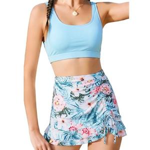 DAXIANG Teens Girls Two Piece Swimsuit Modest Ruffle Skirt Bathing Suit Adjustable Straps Tankini Set Removable Padded Sky Blue Size 16