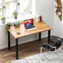 Need Small Computer Desk, 31.5 inch Sturdy Writing Desk for Small Spaces, Computer Desk Teens Desk Study Table Laptop Desk Home Ofice Desk, Black Metal Frame, Teak
