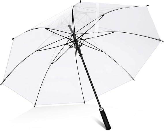 Jexine Extra Large Clear Umbrella Golf 60 Inch Oversized Automatic Open Stick Umbrella Transparent Waterproof for Adult Men Women Outdoor Sport Golf Play Weddings(1 Pcs)