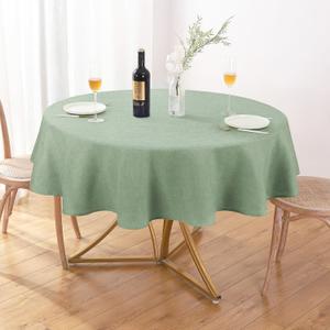 AUSSPVOCT Textured Tablecloth Round 60 Inch Waterproof Spill-Proof Wipeable Table Cloth Round Cover Wrinkle Free Circle Dining Tablecloths for Birthday Farmhouse Outdoor Party up to 44'' Dia Tables (Sage Green)