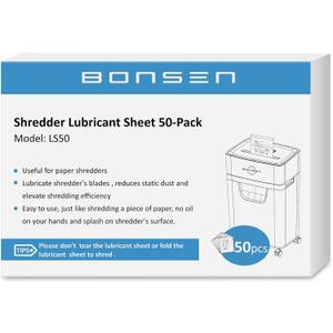 BONSEN Paper Shredder Sharpening & Lubricant Sheets-Pack of 50