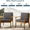 Codi Patio Chair Cushions 22x22x3.5 Inch - Deep Seat Replacement Cushion Set, Waterproof Linen Fabric, Fade Resistant for Garden and Backyard, Grey