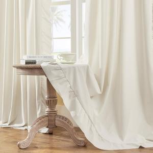 FOLKSIDE Cream Ivory Ruffle Curtains 84 Inch Length 2 Panels Set for Living Room Bedroom Shabby Chic Drapes Rod Pocket Light Reducing Window Curtains for Kids Girls Nursery Room Backdrop Decor, 52x84 (52"W x 84"L (Pack of 2))
