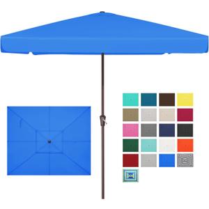 JEAREY 8x10 ft Rectangular Patio Umbrellas Outdoor Table Market Umbrella w/Crank, 8 Sturdy Ribs, UV Protection Waterproof Sunproof(Royal Blue)