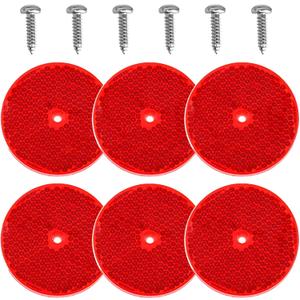 Smseace 12 Pcs Safety Reflectors Red Round Reflectors 3 Inch with Stainless Steel Screw Used for Mailboxes, Driveway, Tunnels, Post, Cars,Trailer Reflector