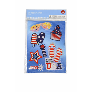 8 Sheets Small Party of Window Clings Decorations, Patriotic American Flag for Glass Windows Born USA,USA Red White Blue Decor