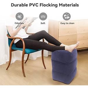 Inflatable Foot Rest Pillow for Travel - Adjustable Height Flight Foot Rest with Eye Mask and Earplugs for Kids & Adults on Airplane, Car, Train, Office, and Home (1 PCS)