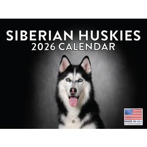Siberian Husky Calendar 2026 Huskies Monthly Wall Calander 12 Month | American Made In The USA