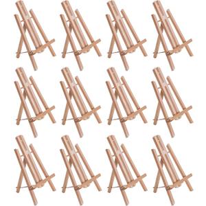 U.S. Art Supply 11" Small Tabletop Display Easel - Beechwood Artist A-Frame Display Stand, Wooden Easel for Painting, Canvas Stand, (Pack of 12) Classrooms Events Photo Picture Sign Holder