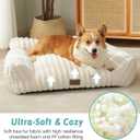 COZY KISS Cute Cat Couch, Fluffy Sofa Bed for Cats and Small Dogs, Premium Faux Rabbit Fur Cats beds for Indoor Cat, Ultra-Soft Supportive Pet Couch Furniture (Cream, S: 25.5''x17.5'')