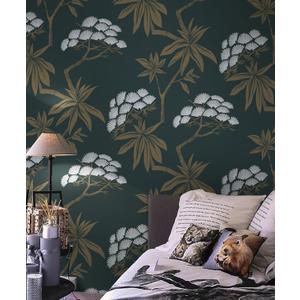 9 x CiCiwind Peel and Stick Wallpaper 16"78.7" Brown and Green Contact Wallpaper Vintage Green Removable Self-Adhesive Plant Leaves Wall Paper for Walls Covering Bedroom Bathroom