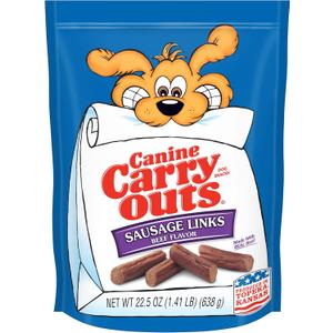 Canine Carry Outs Dog Treats, Sausage Links, 22.5 Ounce (Pack of 6), Made with Real Beef