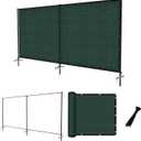 FLORALEAF 6'x12' Privacy Fence Sets with Iron Poles Outdoor Mesh Shade Net Cover Temporary Fencing Metal Fence with Ground Spikes for Patio Backyard Chicken Graden Pool, Green