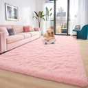 Foxmas Soft Fluffy Area Rugs for Bedroom Kids Room Plush Shaggy Nursery Rug Furry Throw Carpets for Boys Girls, College Dorm Fuzzy Rugs Living Room Home Decorate Rug, 2ft x 3ft, Pink