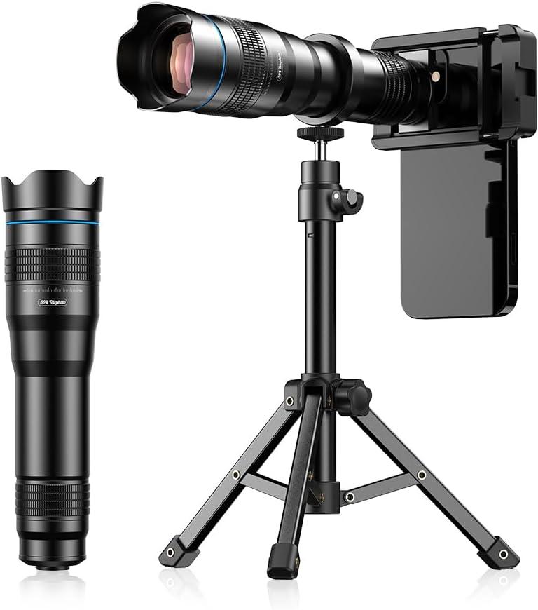 APEXEL 36x Telephoto Lens for iPhone | Professional Enhanced Phone Camera Lens Compatible with iPhone 16 15 14 13 Pro Max, Samsung, Pixel - Includes Tripod