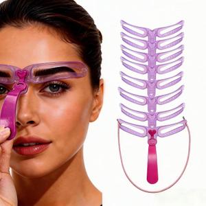 8 Reusable Eyebrow Stencils Kit with Adjustable Strap & Ergonomic Handle, Washable Eyebrow Shaping Templates for Beginners & Experienced Users