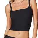 2 Packs florence by mills Women's Stretch Rib Crop Tank Top (Large, Black, Purple)