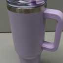 40 oz Tumbler with Handle,Tumbler with Lid and Straw,Double Wall Insulated Cup Stainless Steel Travel Mug(Cold for 34 Hours),Water Bottle for Iced Tea,Coffee,Cold Beverages(Purple)