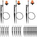 20 Sets 90/180/360 Degree Irrigation Sprinkler Heads with Stake, Drip Micro Spray Emitters with 1/4" Irrigation Tubing on Riser Stake,Micro Spray Sprinkler Stake Assembly for Garden Watering System