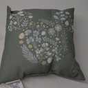 Disney Mickey Mouse Icon Spring Flowers Sage Green Throw Pillow (18x18)