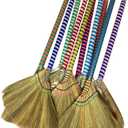 Choi Bong Co Vietnam Hand Made Straw Soft Broom with Colored Handle 12" Head Width, 40" Overall Length -1pc