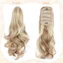 FELENDY 15" Ponytail Extension Drawstring Curly Wavy Ponytail Extensions Clip in Long Pony Tails Hair Cute Synthetic Piece for Women Bleach Blonde mix Light Blonde