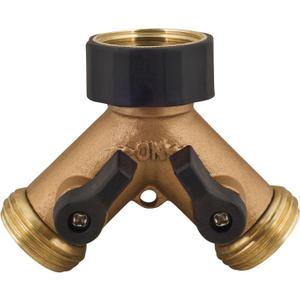 Melnor 9000 541202 2 Way Metal Hose Connector with Built in Shut-Off valves, Gold, Pack of 3